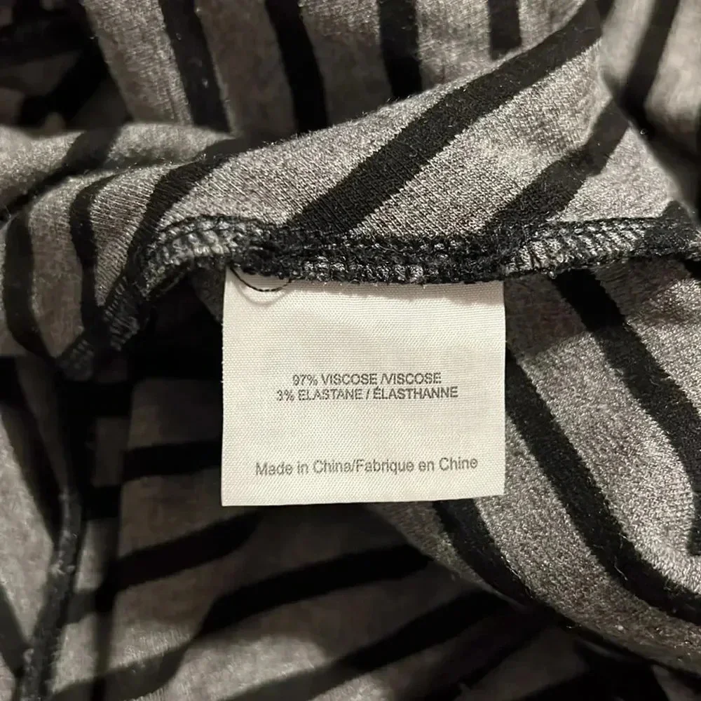 Tory Burch Gray Black Striped Mock Neck Long Sleeve Sweater Dress 30142482